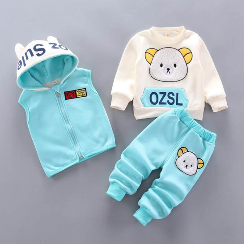 3PCS Baby Fleece Hooded Outfits – Unisex