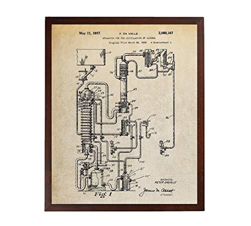 Whiskey Distillation Patent Print Blueprint Decor