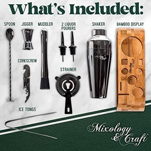 Bartender Kit: 10-Piece Mixology Set in Gunmetal Black