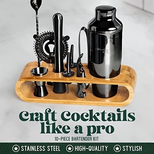 Bartender Kit: 10-Piece Mixology Set in Gunmetal Black