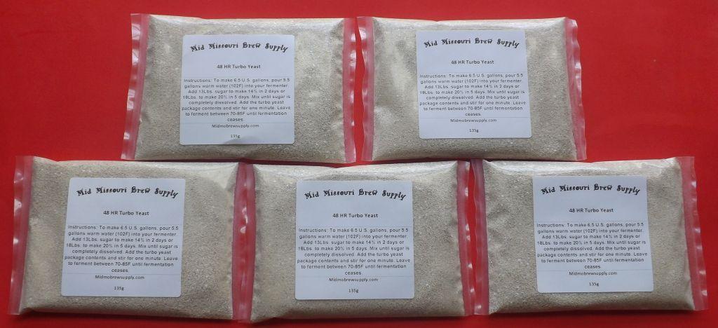 48 Hour Turbo Yeast 5-Pack for Distilling