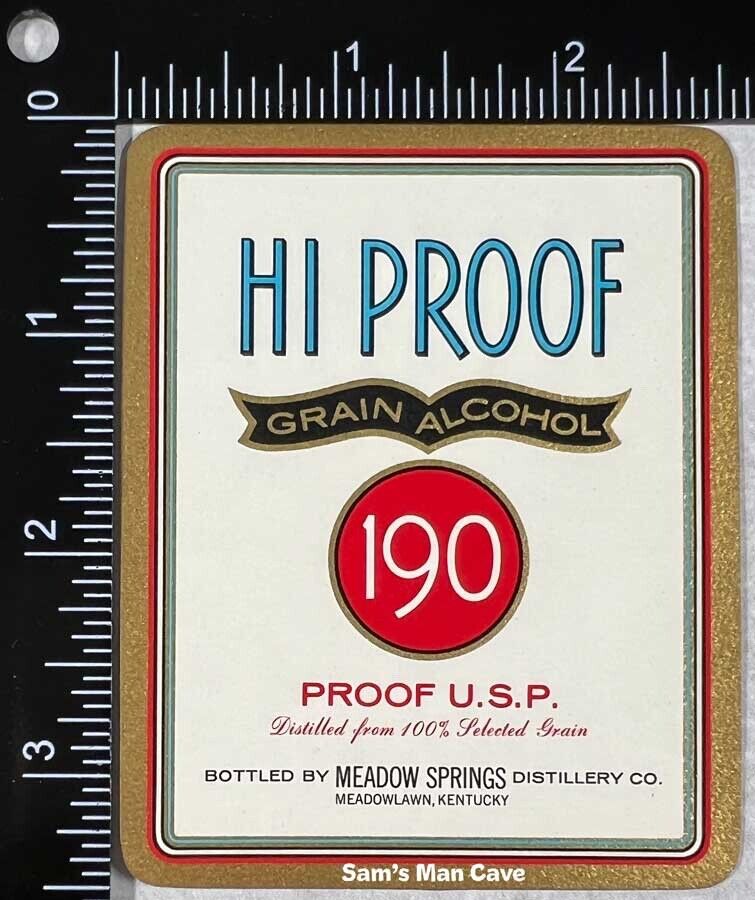 Grain Alcohol Label for High Proof Distillation
