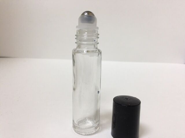 12 Pack 10ml Transparent Glass Bottles with Metal Roller Ball