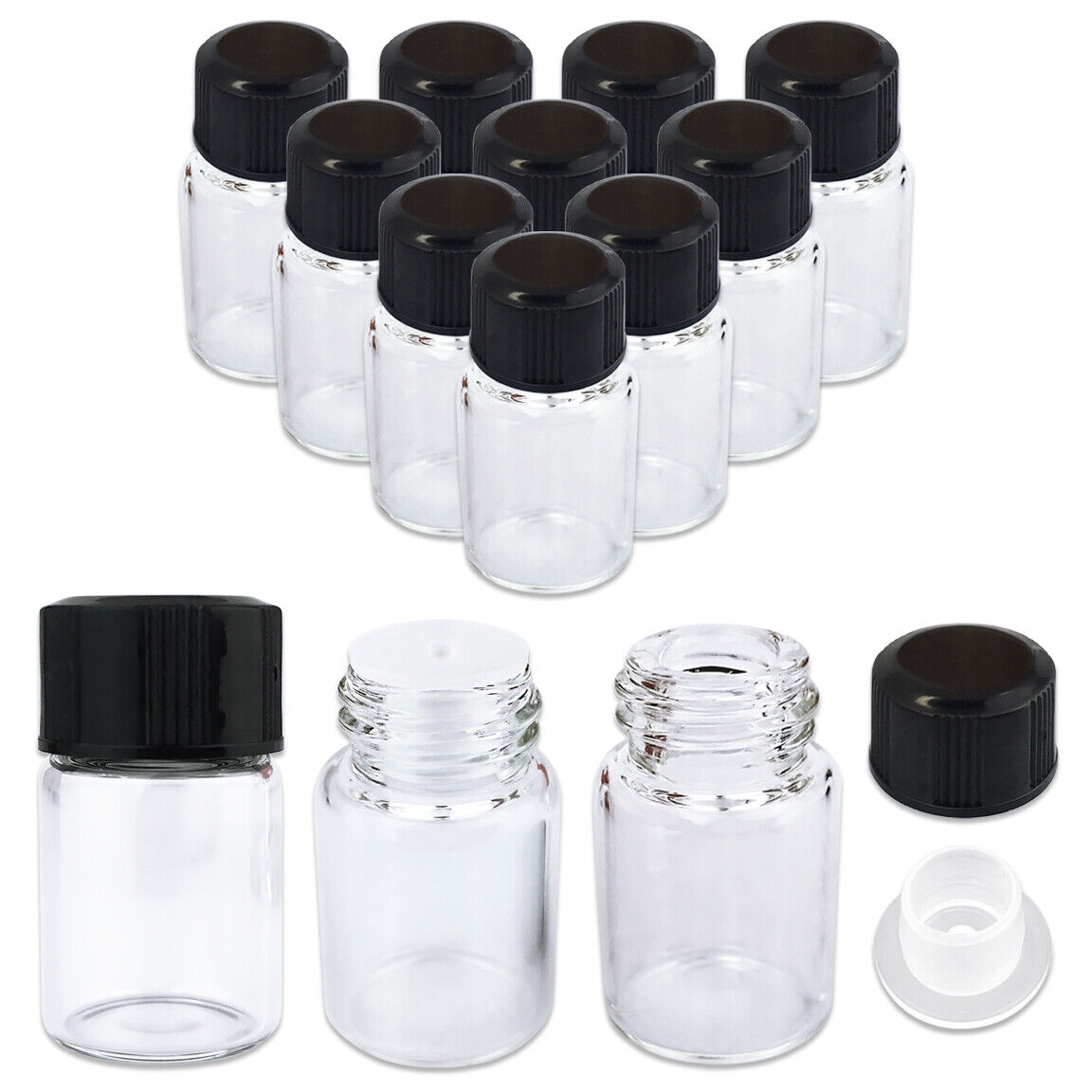 12 Clear Glass Vials for Essential Oil Sampling