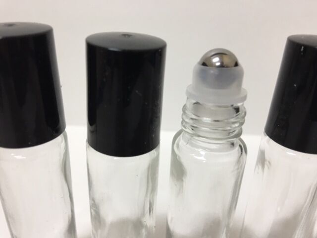 12 Pack 10ml Transparent Glass Bottles with Metal Roller Ball
