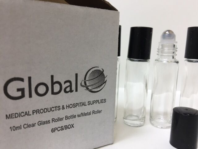 12 Pack 10ml Transparent Glass Bottles with Metal Roller Ball