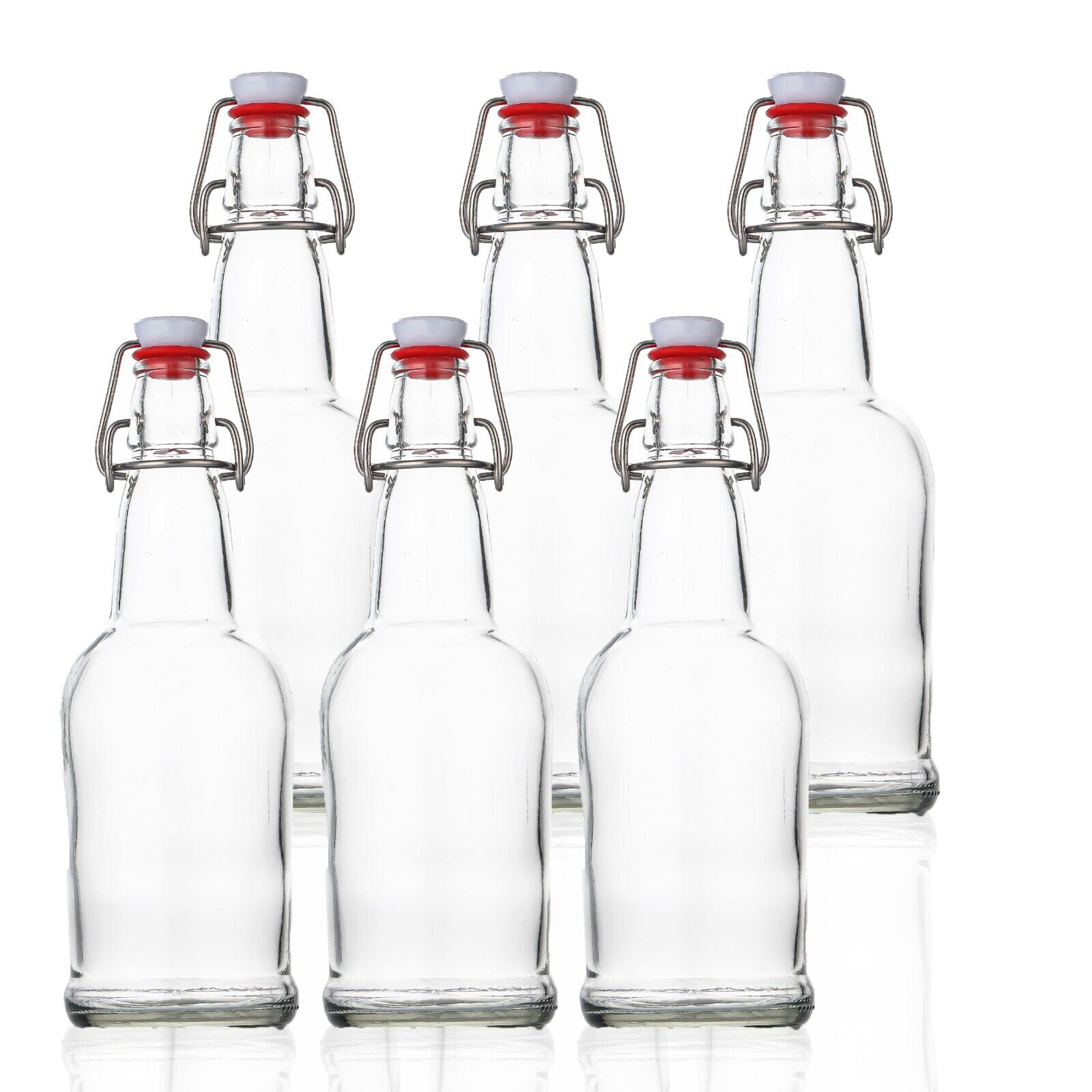 16 Oz Glass Bottle Set with Easy Flip Top