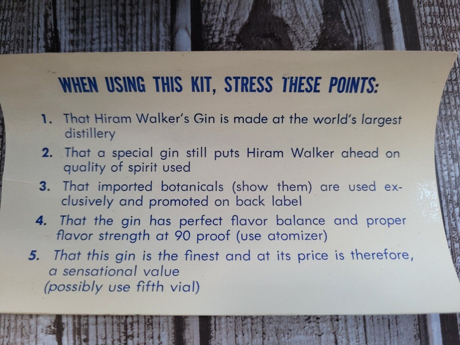 Hiram Walker London Dry Gin Salesman Sample Kit