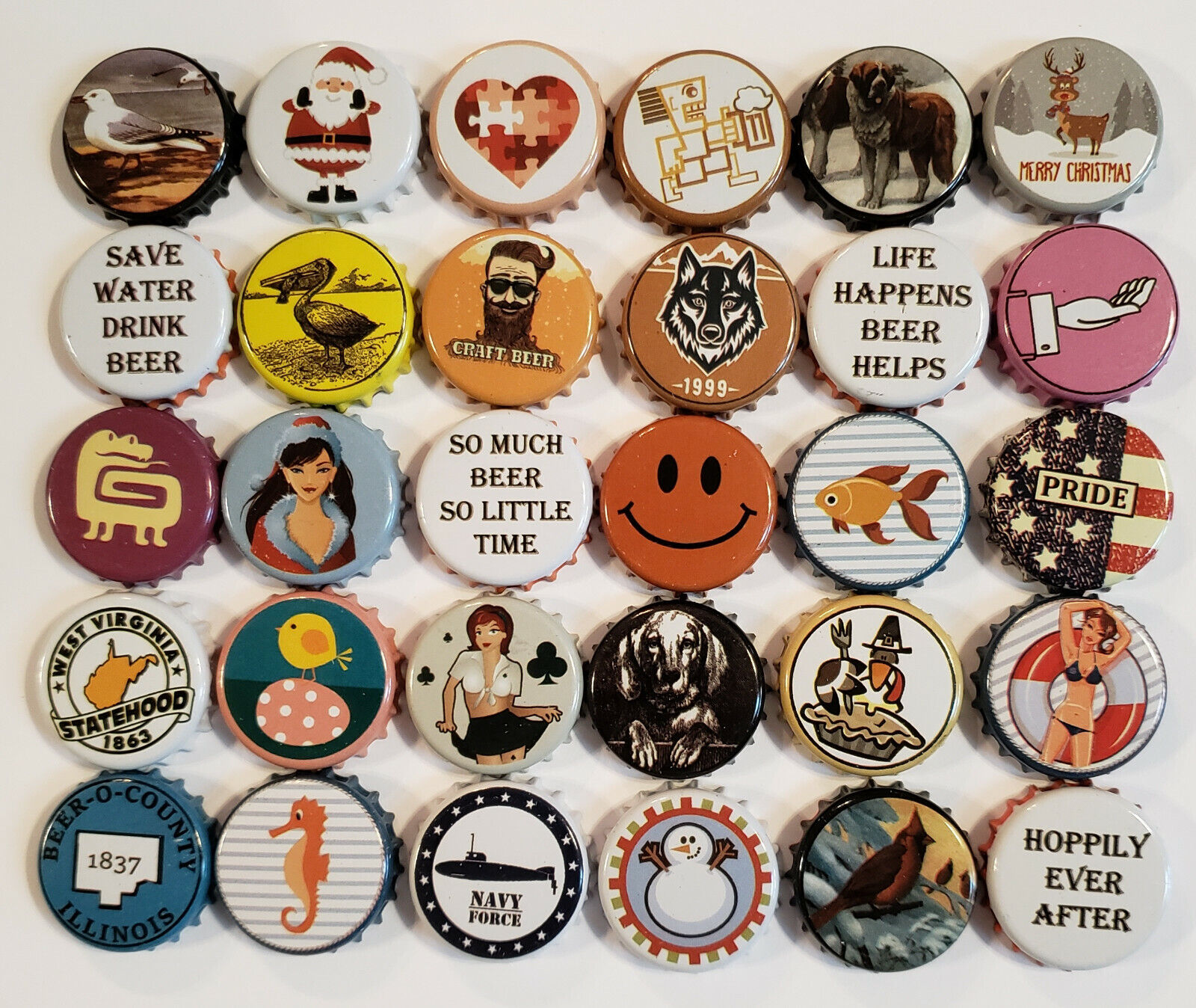 Ultimate 100 Mixed Beer Bottle Caps without Repeats