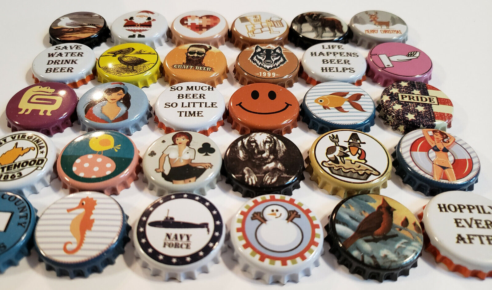 Ultimate 100 Mixed Beer Bottle Caps without Repeats