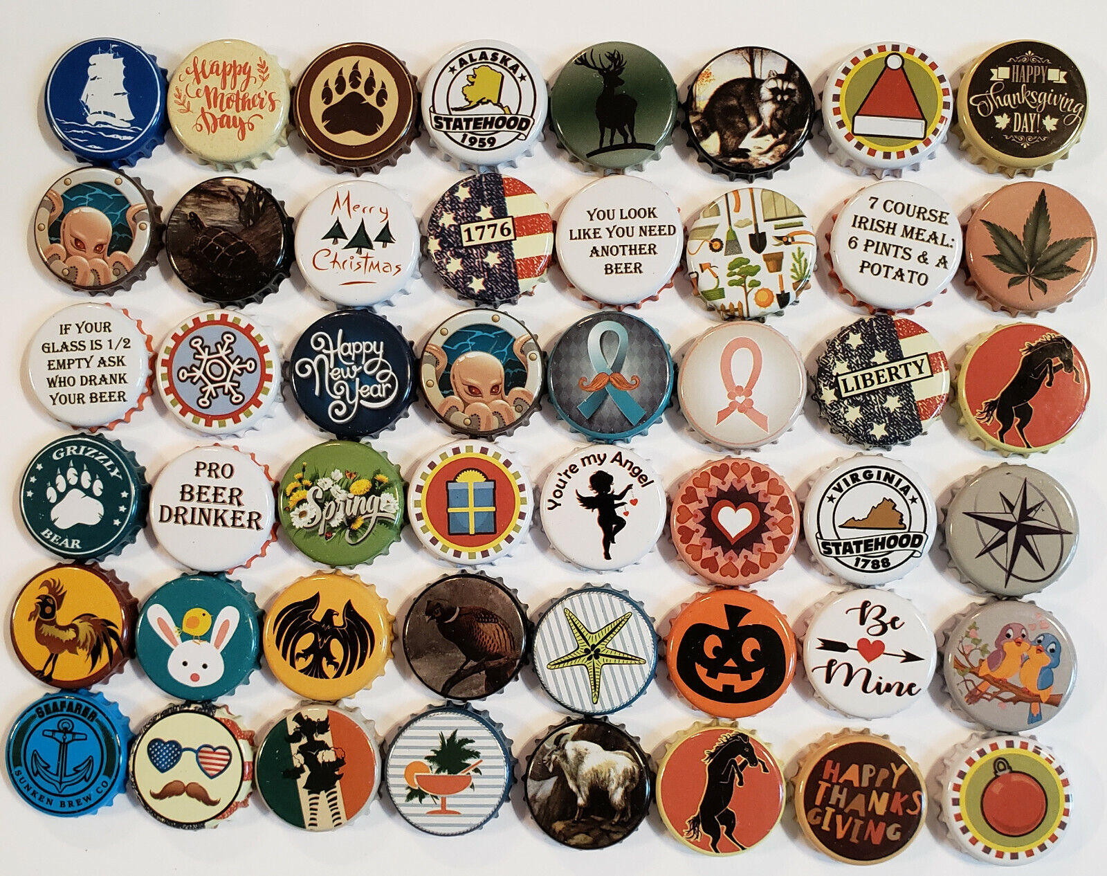 Ultimate 100 Mixed Beer Bottle Caps without Repeats