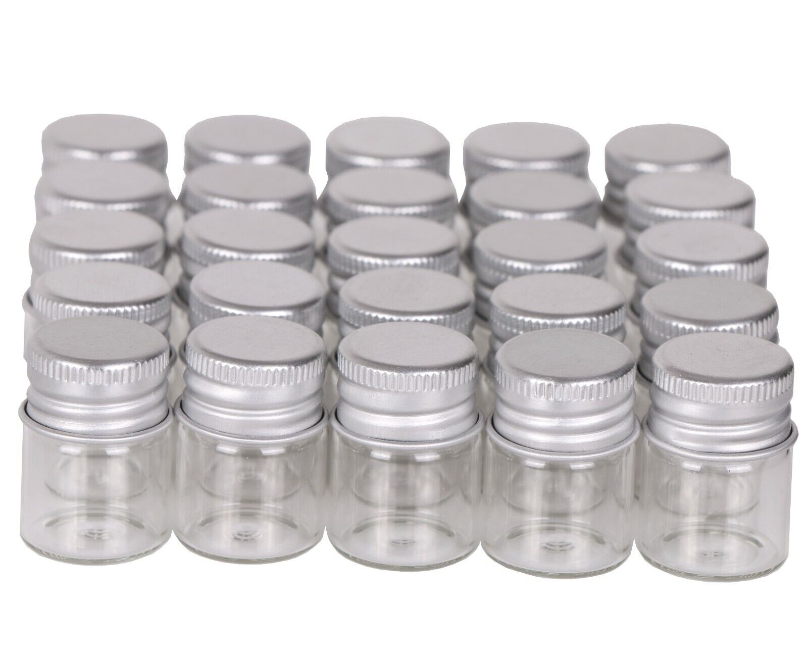 100pcs Mini Glass Bottles with Aluminum Screw Lids