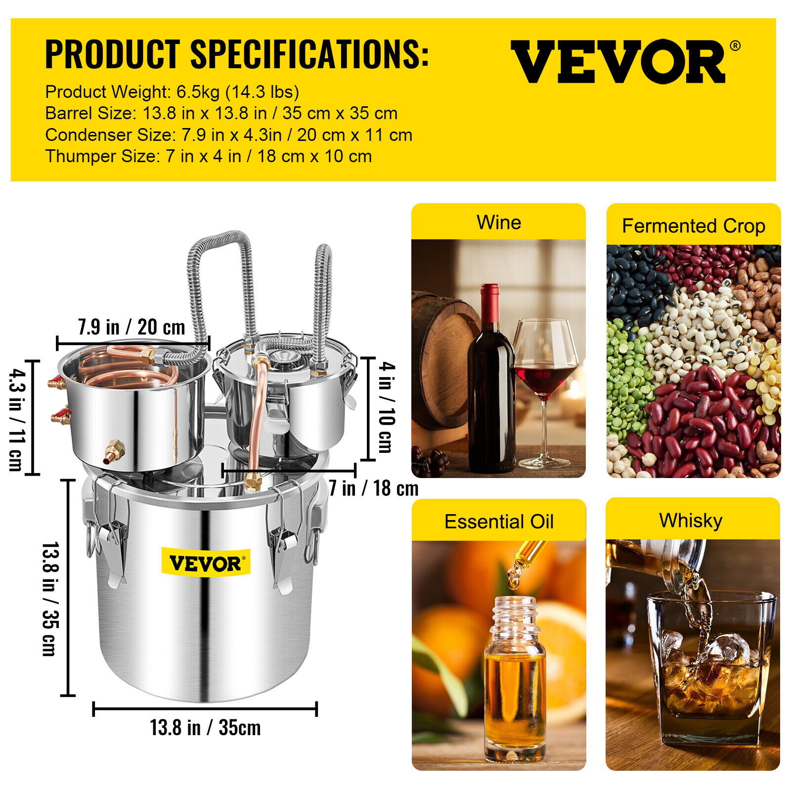 VEVOR 8Gal 30L Alcohol Distiller Kit
