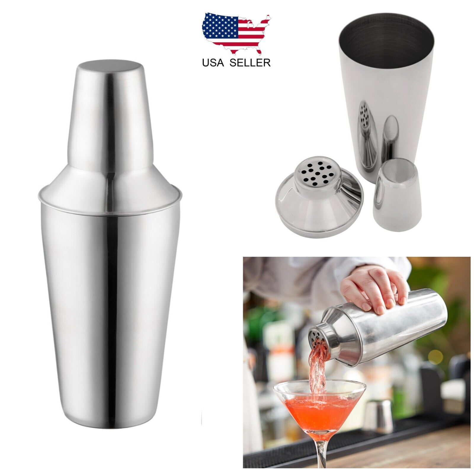 Stainless Steel Cocktail Shaker Set for Bartenders