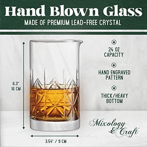 Cocktail Mixing Glass - 24oz Crystal Martini Stirrer