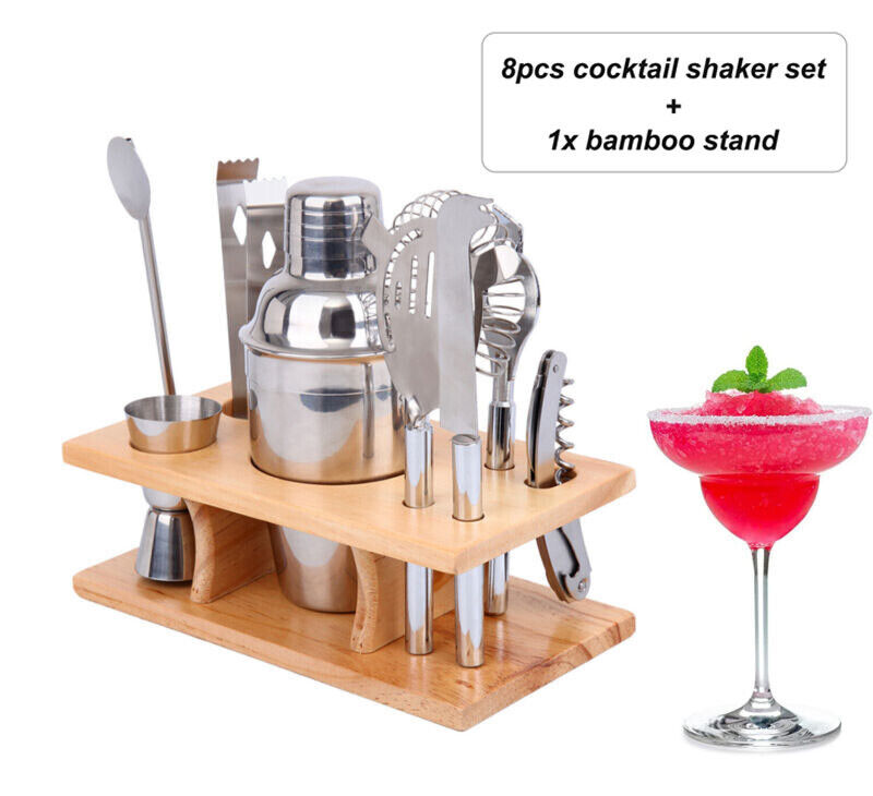 Stainless Steel Cocktail Shaker Set: 8PCS Bartender Toolkit