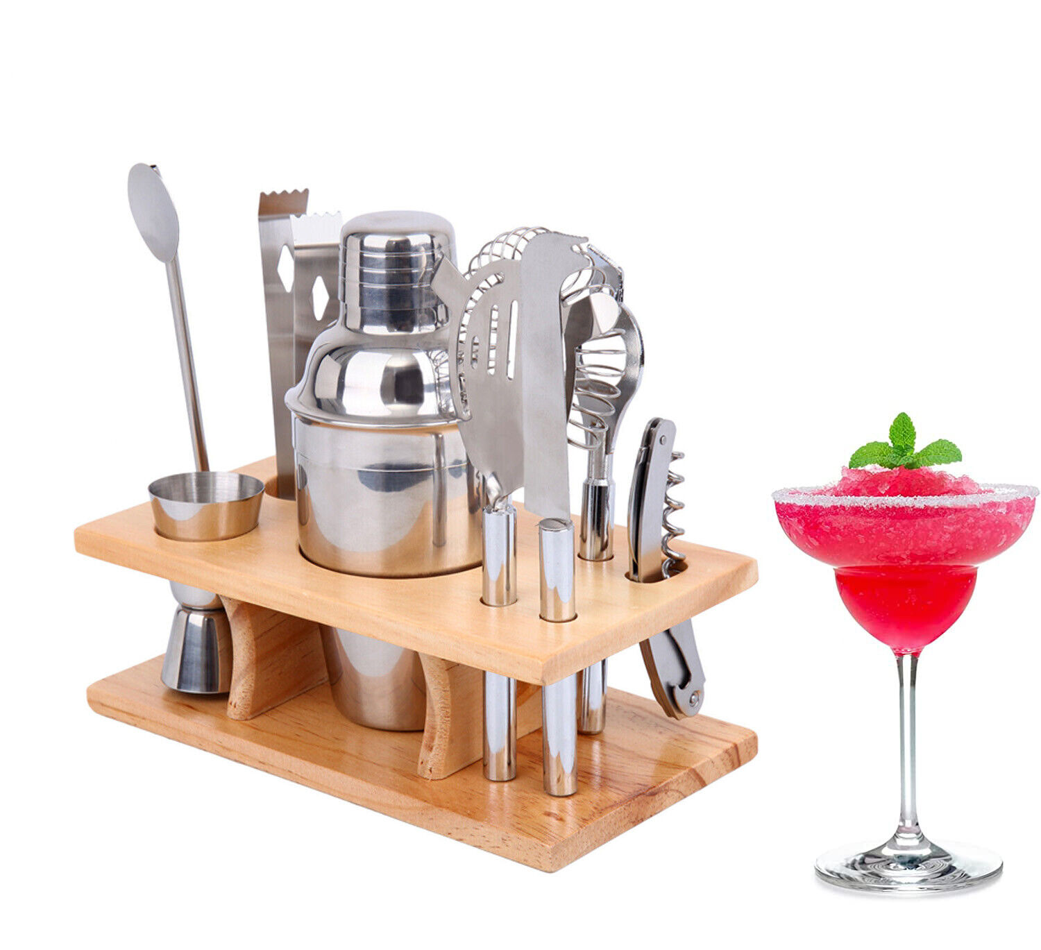 Stainless Steel Cocktail Shaker Set: 8PCS Bartender Toolkit