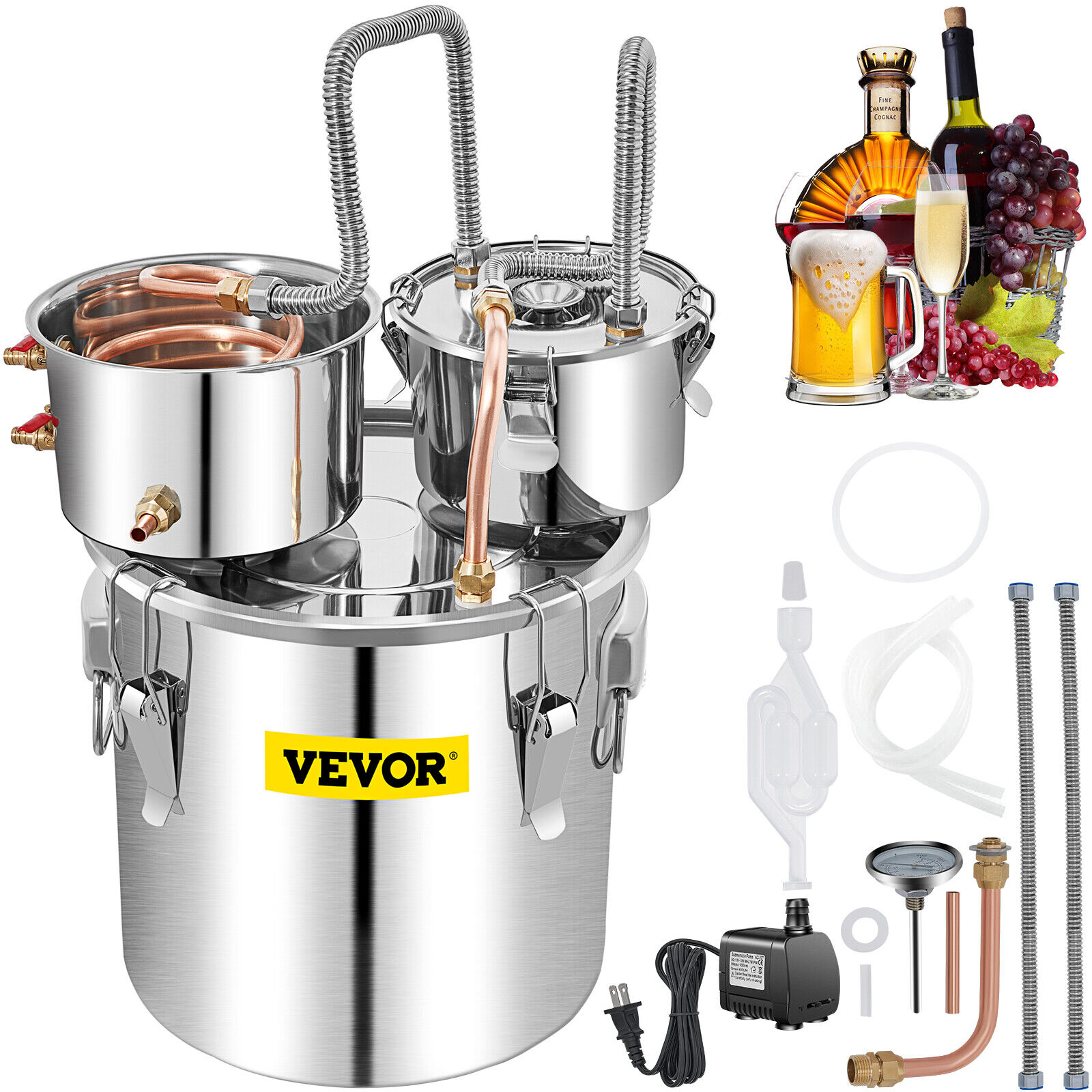 VEVOR 13.2Gal/50L Distillery Kit Brewing Moonshine Still