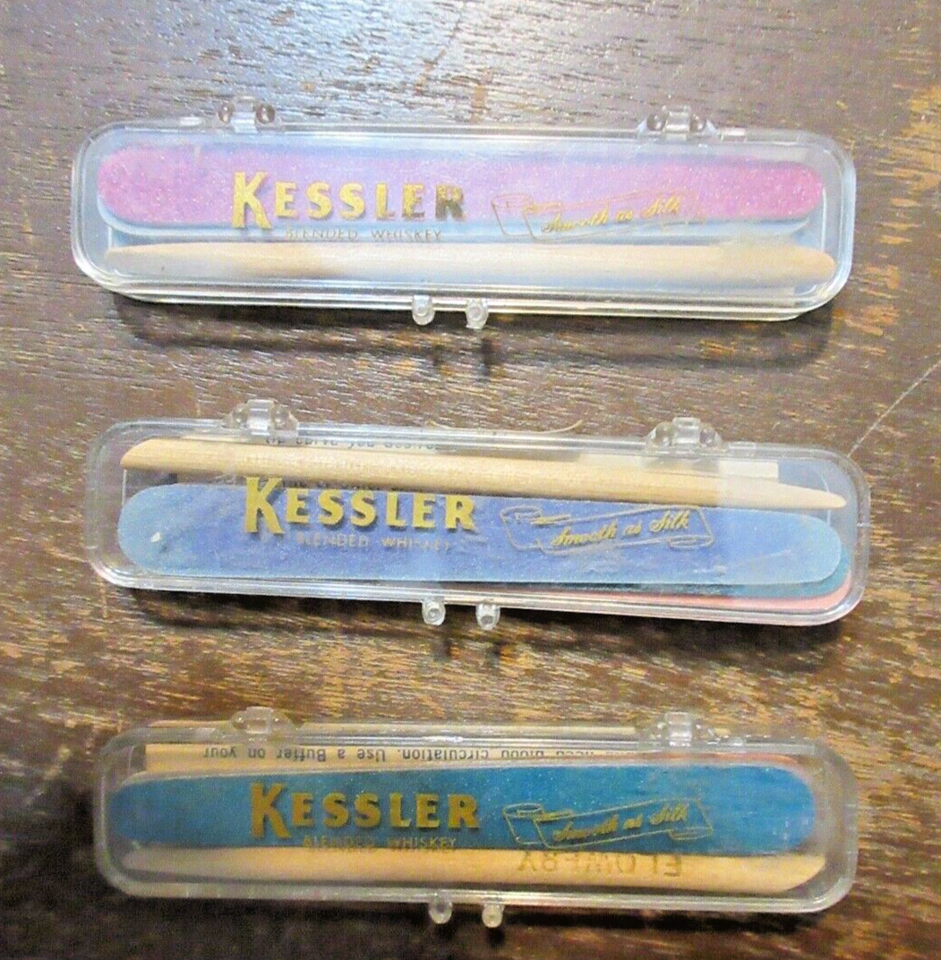Vintage Kessler Whiskey Promotional Finger Nail Kits (3)