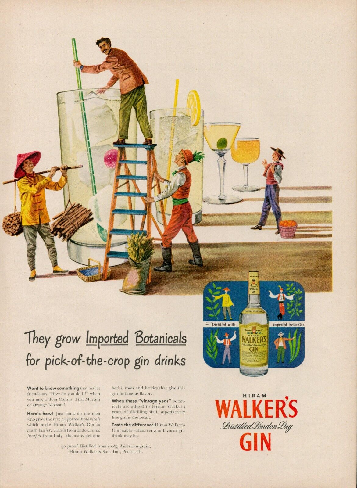 Vintage 1951 Hiram Walker's London Dry Gin Ad