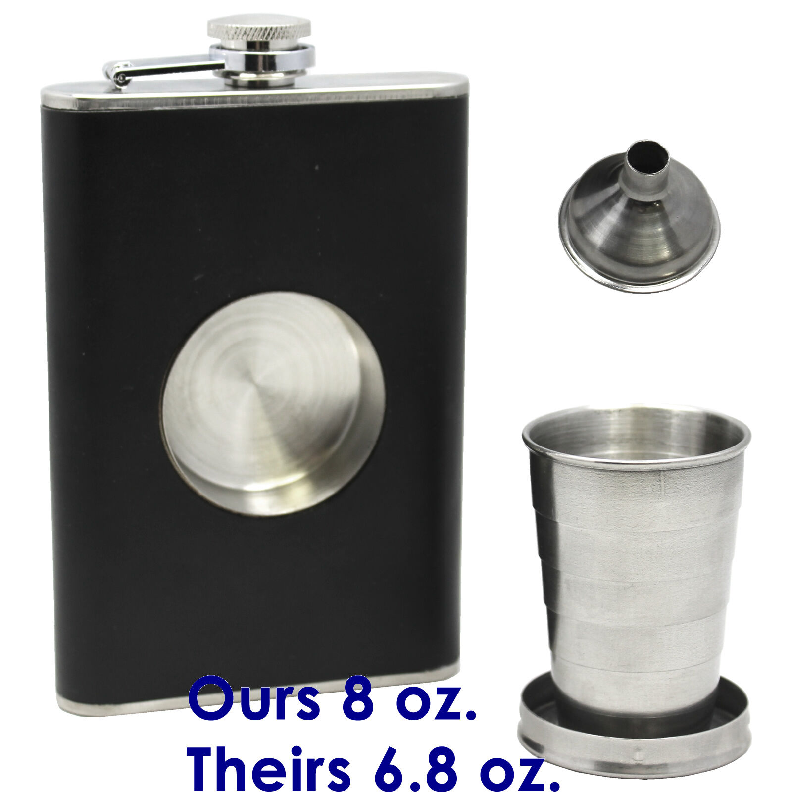 Portable Stainless Steel 8oz Flask with Funnel