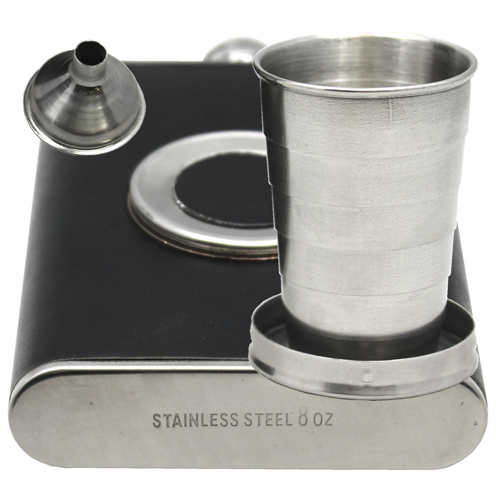 Portable Stainless Steel 8oz Flask with Funnel