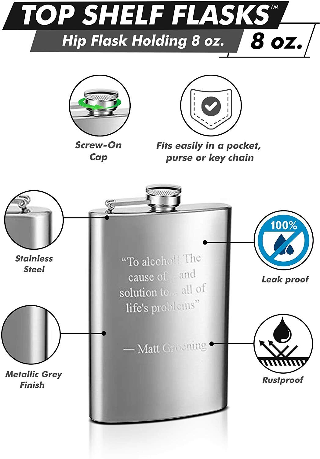 Personalized Stainless Steel Flask - Engraved