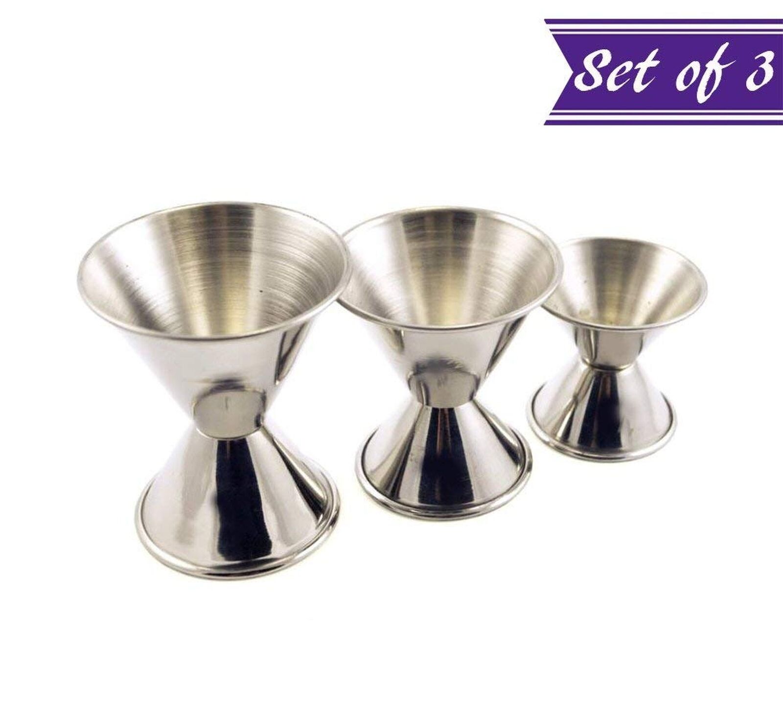 3-Piece Jigger Set, Multiple Size Double Jiggers
