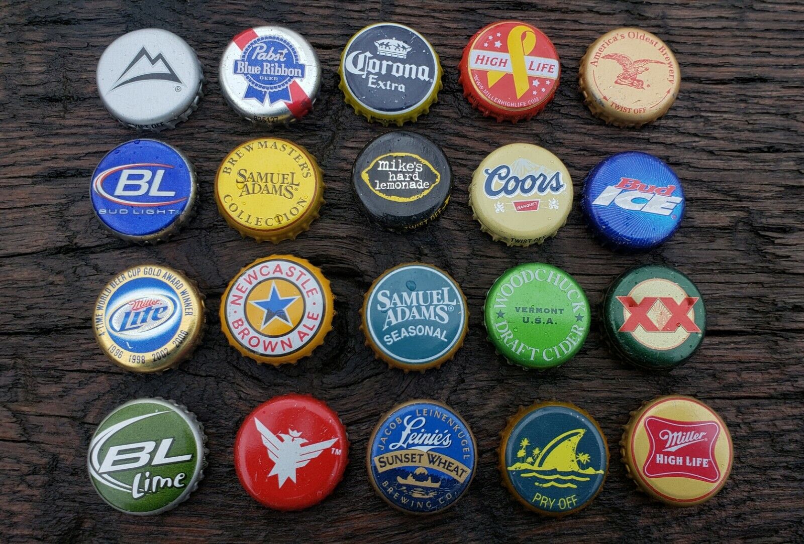 20 Random Beer Bottle Caps Pack
