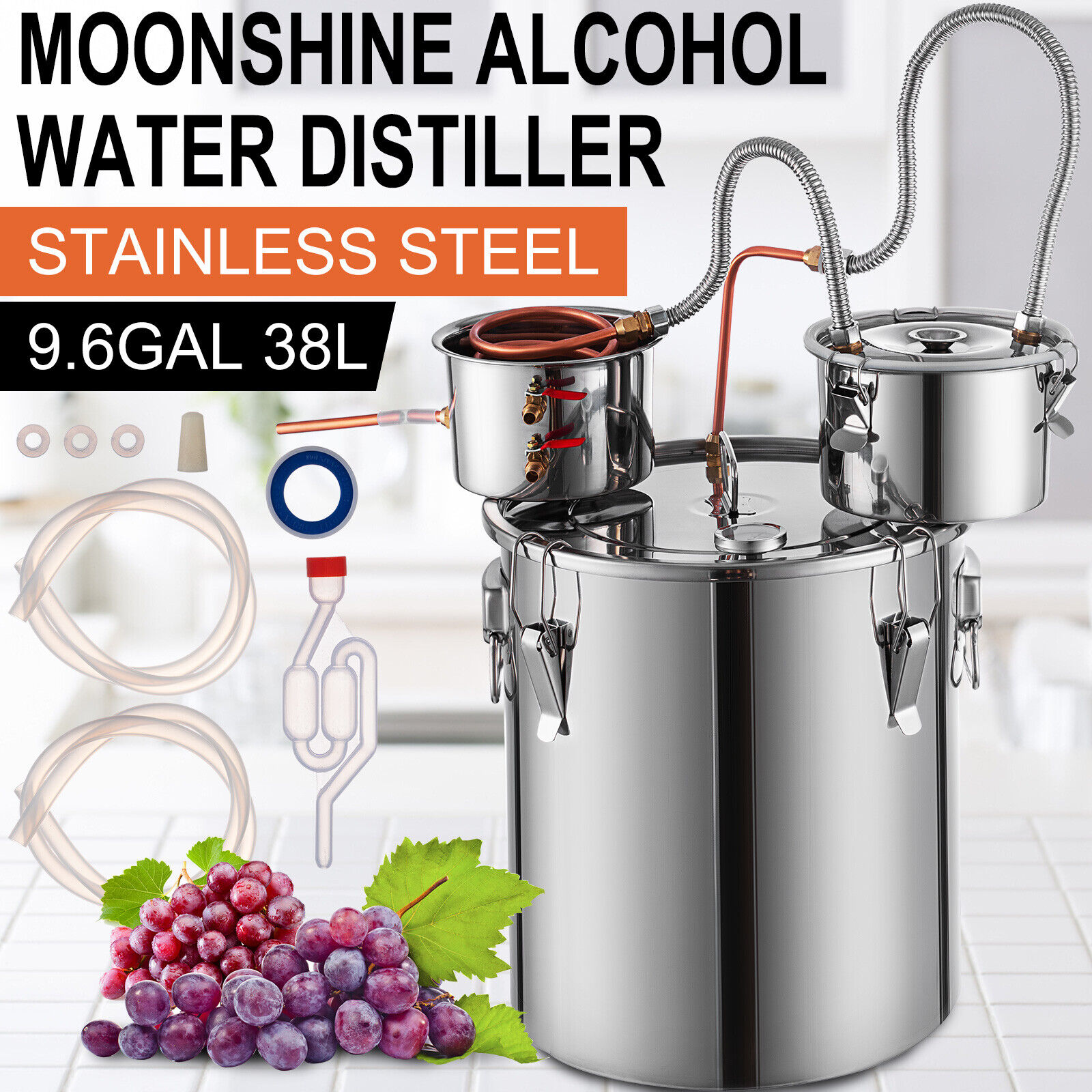 9.6 Gal Distillery Kit with 3 Pots & Pump