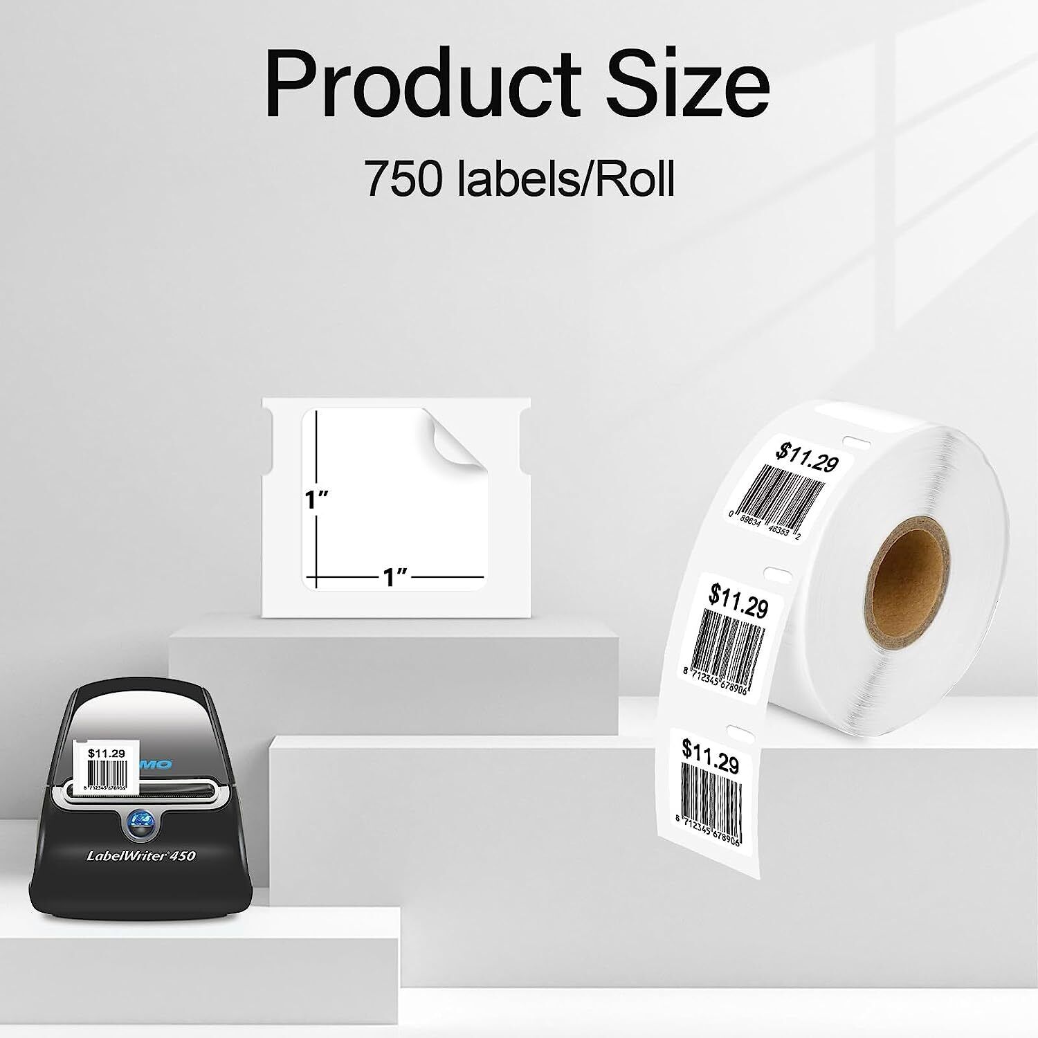 1" x 1" Square Thermal Labels for DYMO