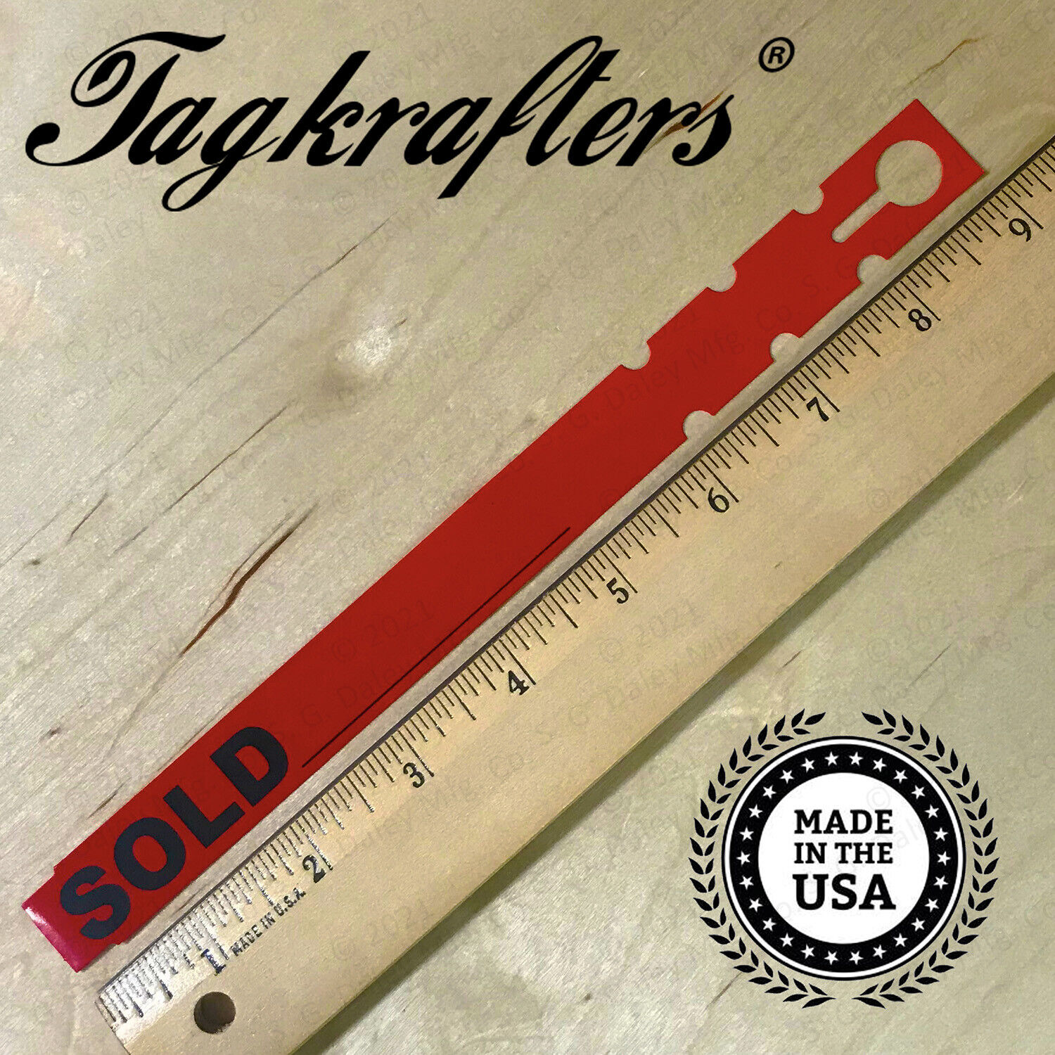 Red 'SOLD' Labels & Tags: Waterproof Plastic, 9"x 3/4