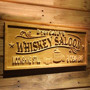 Personalized Whiskey Saloon Wood Engraved Sign