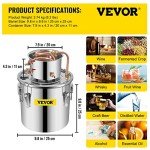VEVOR Stainless Steel Copper Distillery Kit 11.4L