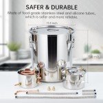 Alcohol Still 5Gal/19L Alcohol Distiller Stainless Steel Distillery Kit for Alcohol With Copper Tube Water Pump Build-in Thermometer, Home Brewing Kit for DIY Whisky Wine Brandy Making