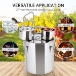 Alcohol Still 5Gal/19L Alcohol Distiller Stainless Steel Distillery Kit for Alcohol With Copper Tube Water Pump Build-in Thermometer, Home Brewing Kit for DIY Whisky Wine Brandy Making