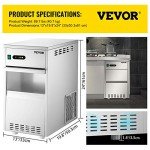 VEVOR 55LBS/24H Stainless Steel Ice Maker