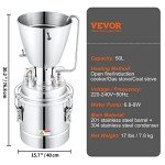 VEVOR 13 Gal Alcohol Distiller Kit with Thermometer