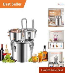 Stainless Steel 13-Gallon Distillery Kit with Thermometer