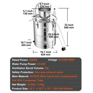 15 Gal Home Distillery Kit - Water Alcohol Still