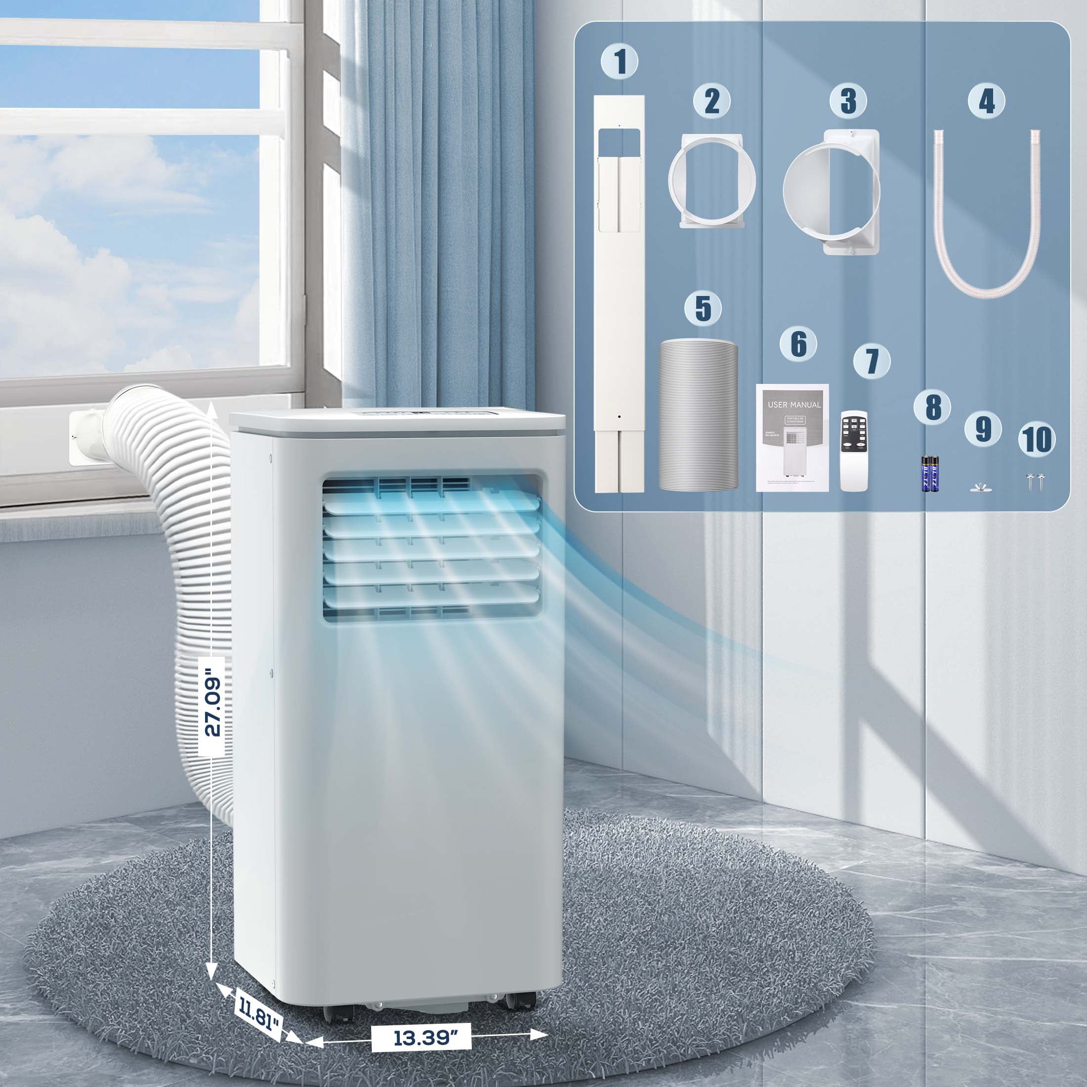 Auseo 5000BTU Portable Air Conditioner - 250 sq.ft