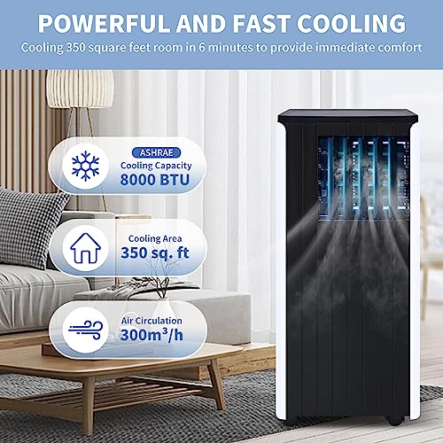 DENBIG Portable Air Conditioner, 8,000 BTU, 350 sq.ft