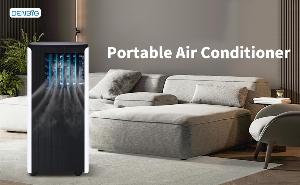 DENBIG Portable Air Conditioner, 8,000 BTU, 350 sq.ft
