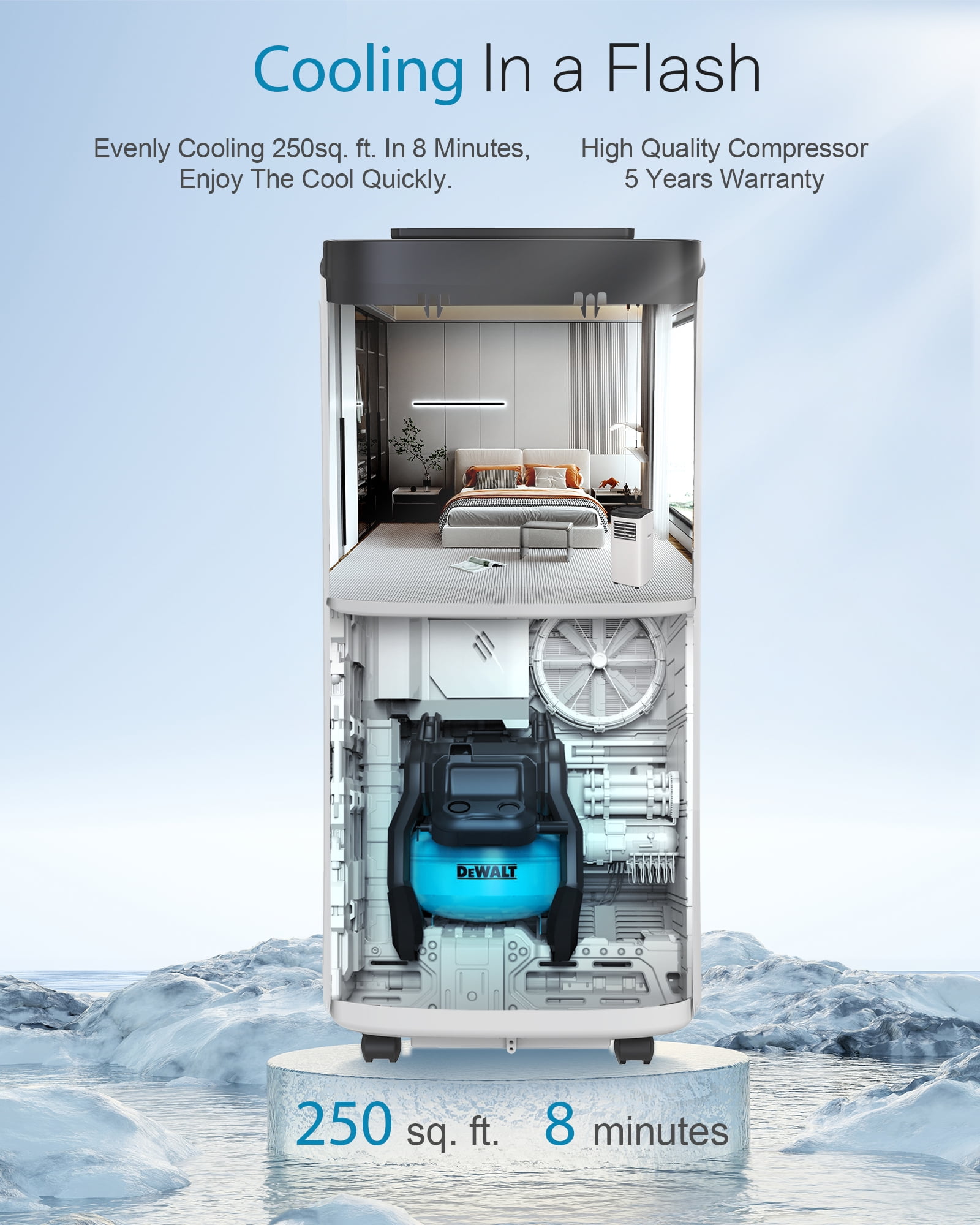 7000BTU Portable Air Conditioner - Dehumidifier & Remote