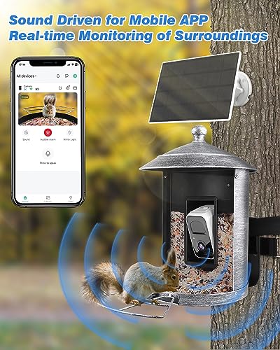 Smart Bird Feeder with Camera, Solar Metal
