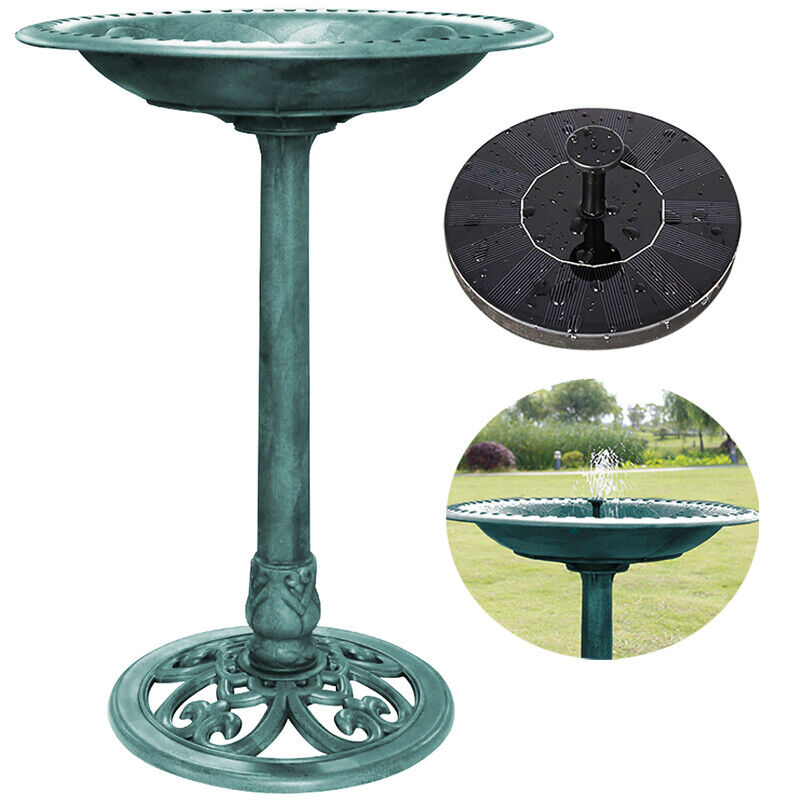 28" Polyresin Outdoor Bird Bath & Solar Fountain