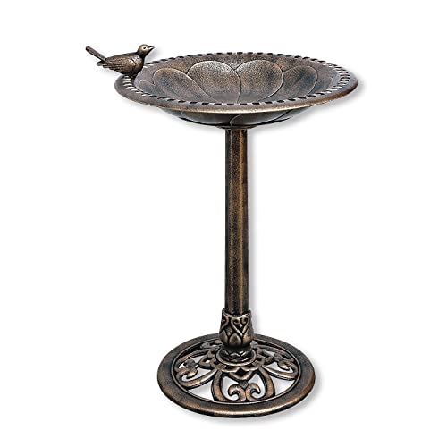 Bronze Polyresin Outdoor Garden Bird Bath - 30 Inch