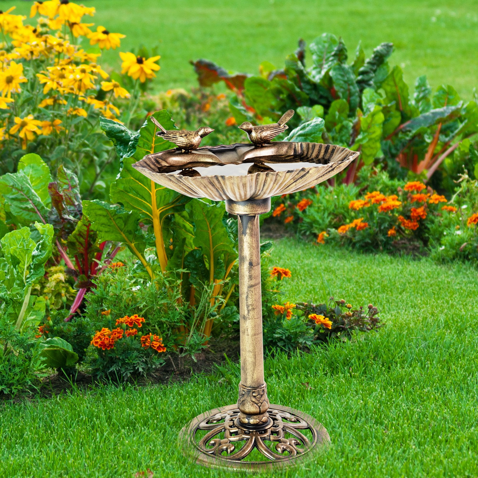 Bronze Resin Bird Bath for Patio