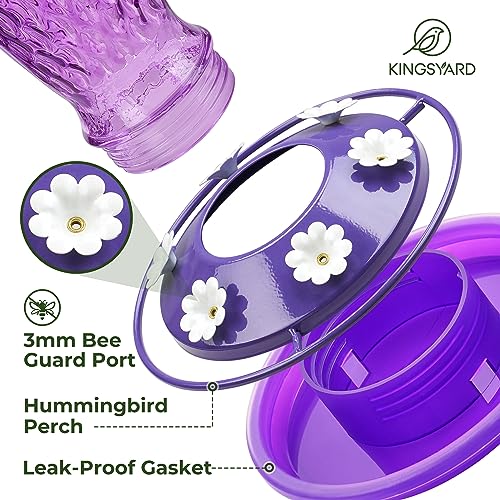 Kingsyard Hanging Glass Hummingbird Feeder 24oz - Pink/Purple