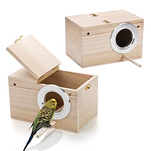 Parakeet Nest Box - Natural Wood Bird House